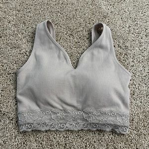 Maurices lace detail beige tank top size M